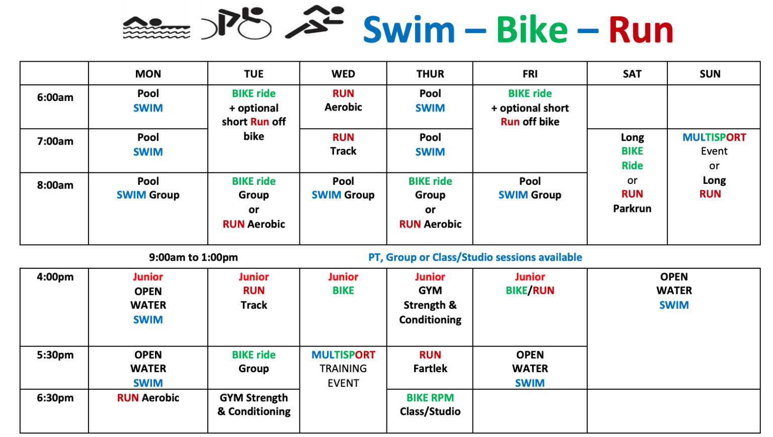 Training Schedule Albury Wodonga Triathlon Club